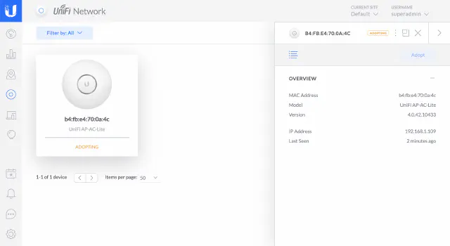 UniFi Controller - Adoption Status