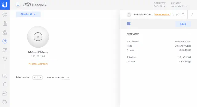 UniFi Controller - Pending Adoption Status