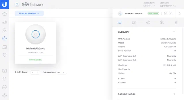 UniFi Controller - Provisioning Status