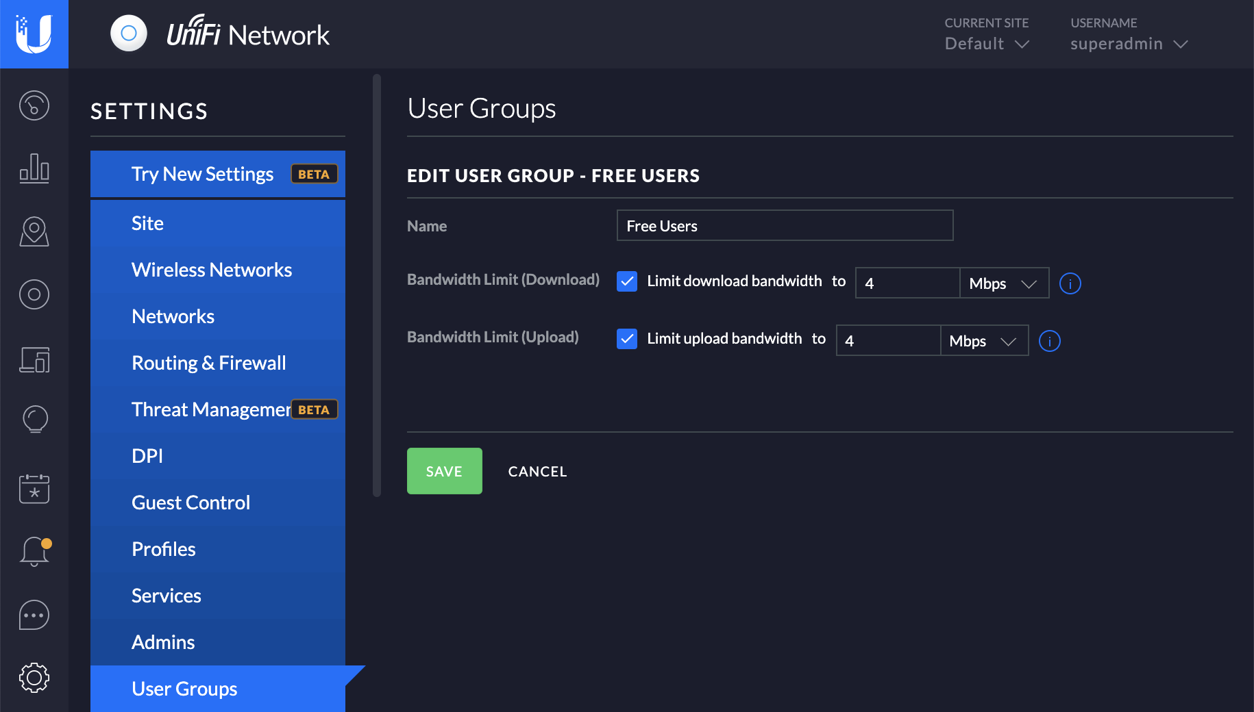 UniFi Controller - Edit User Group