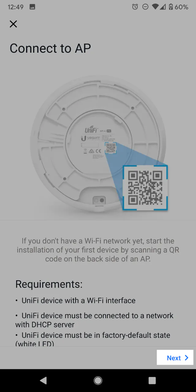 UniFi Mobile App - Connect to AP
