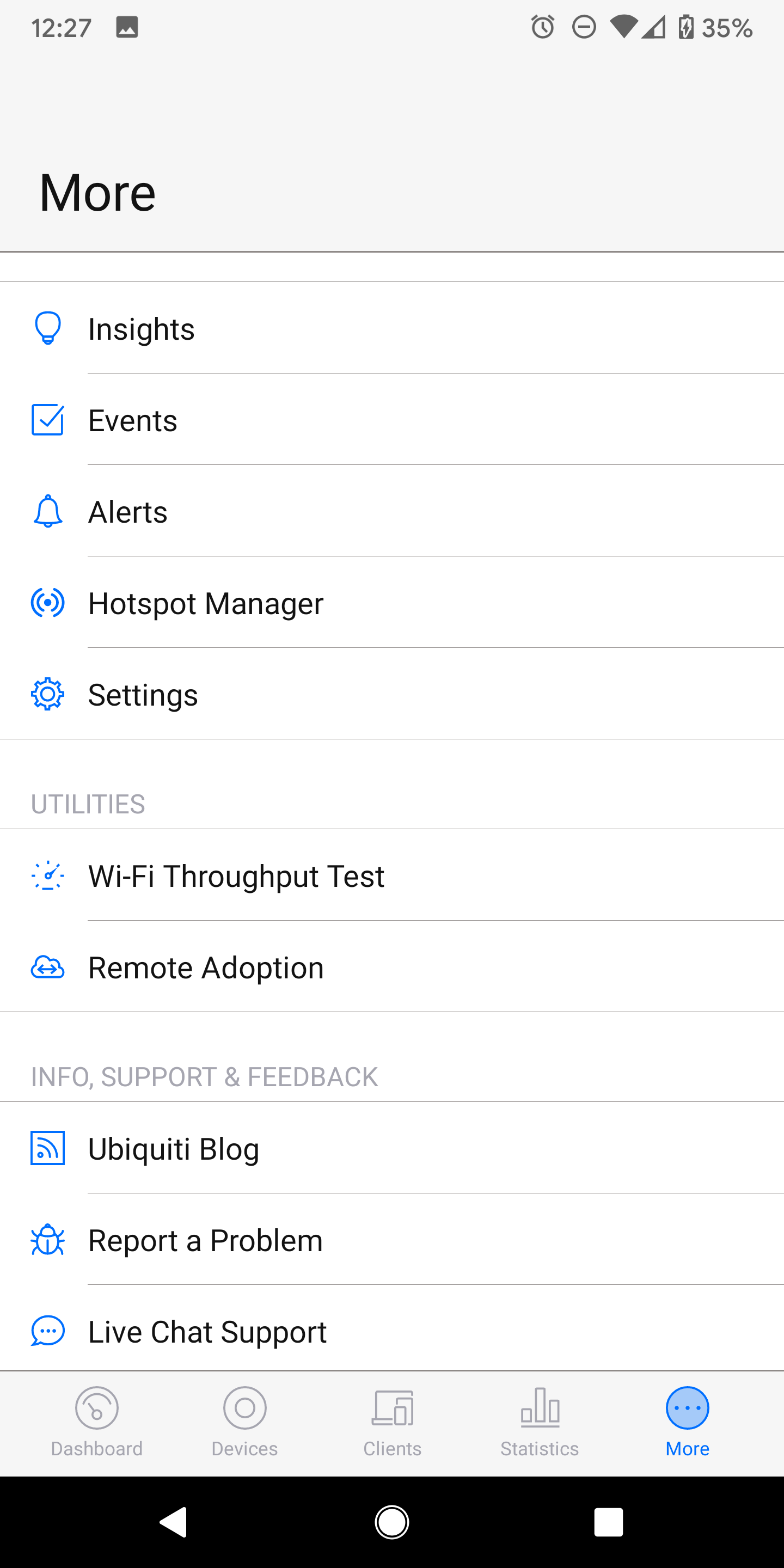 UniFi Mobile App – Settings
