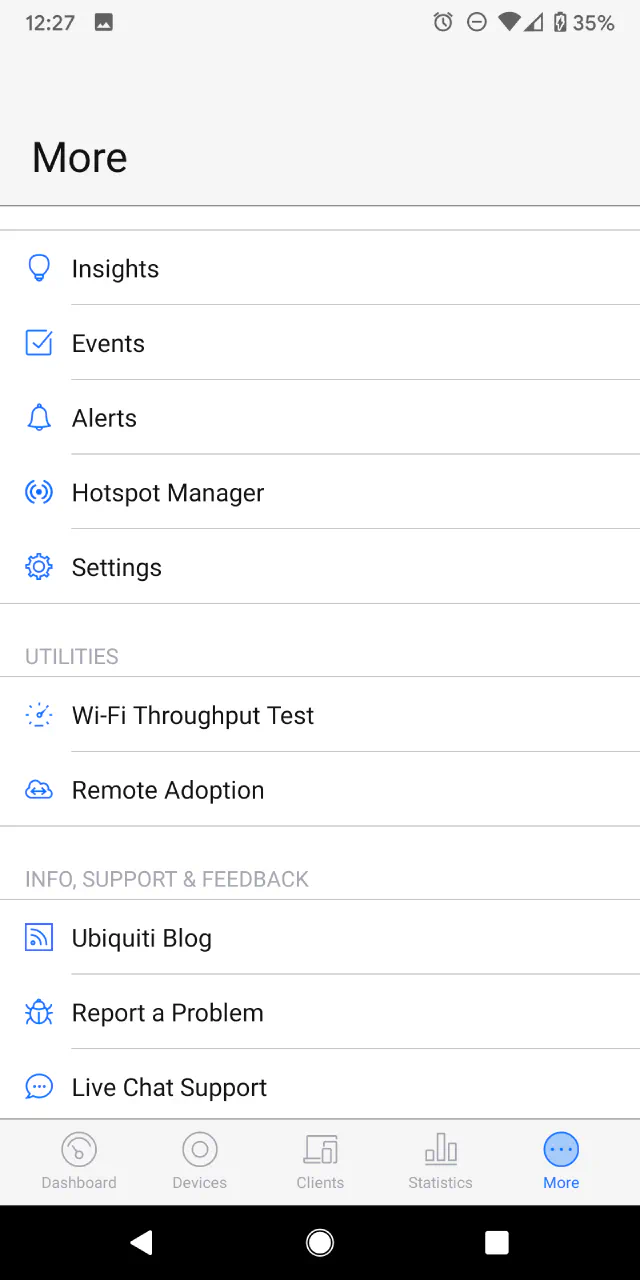 UniFi Mobile App – Settings