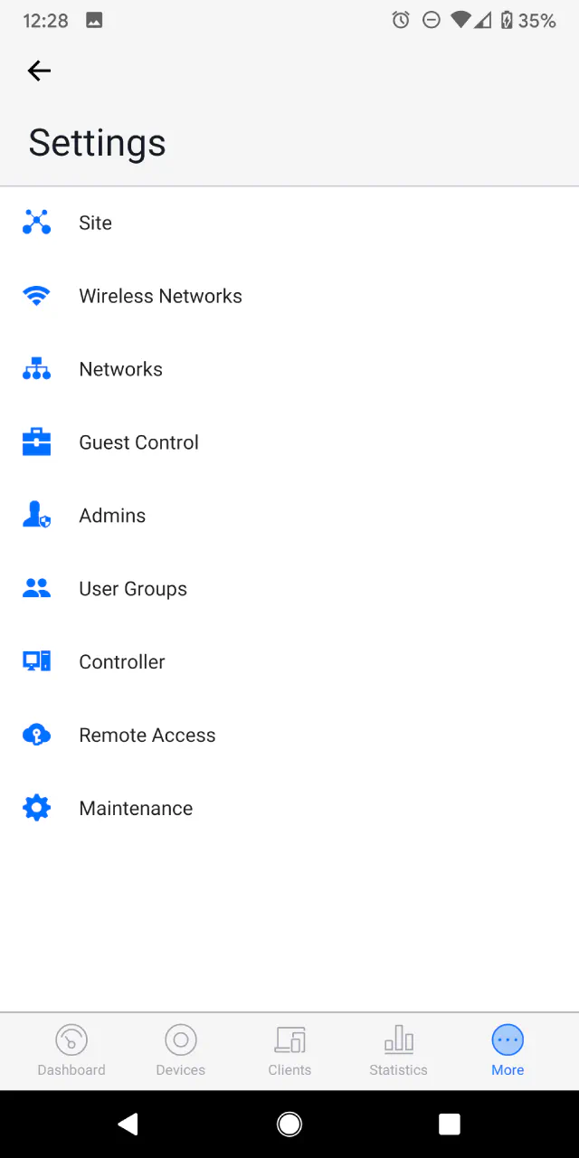UniFi Mobile App – More Settings