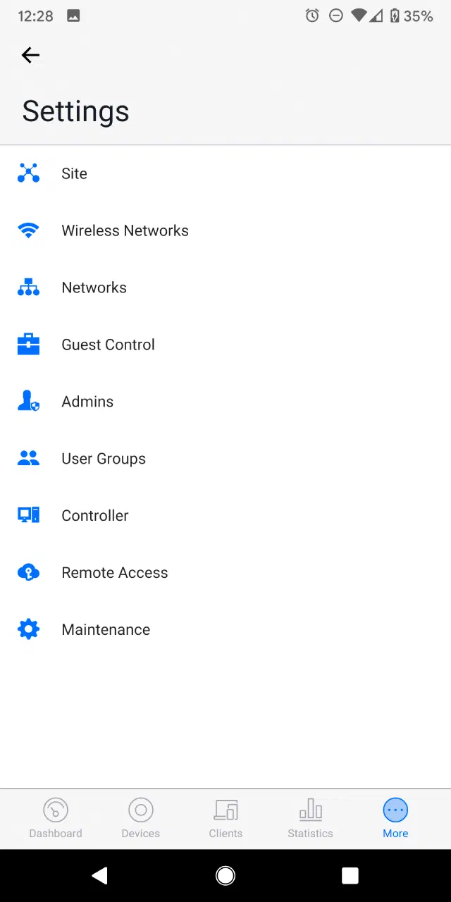 UniFi Mobile App – More Settings